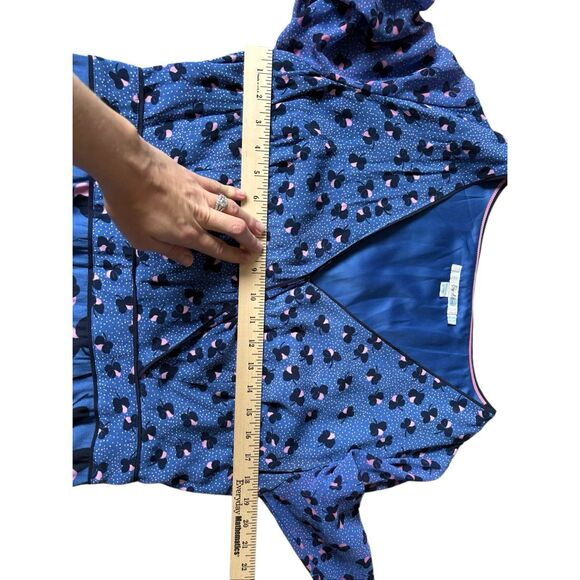 Boden Eden Wrap Dress size 12 Blue Long Sleeve Floral - Picture 6 of 15